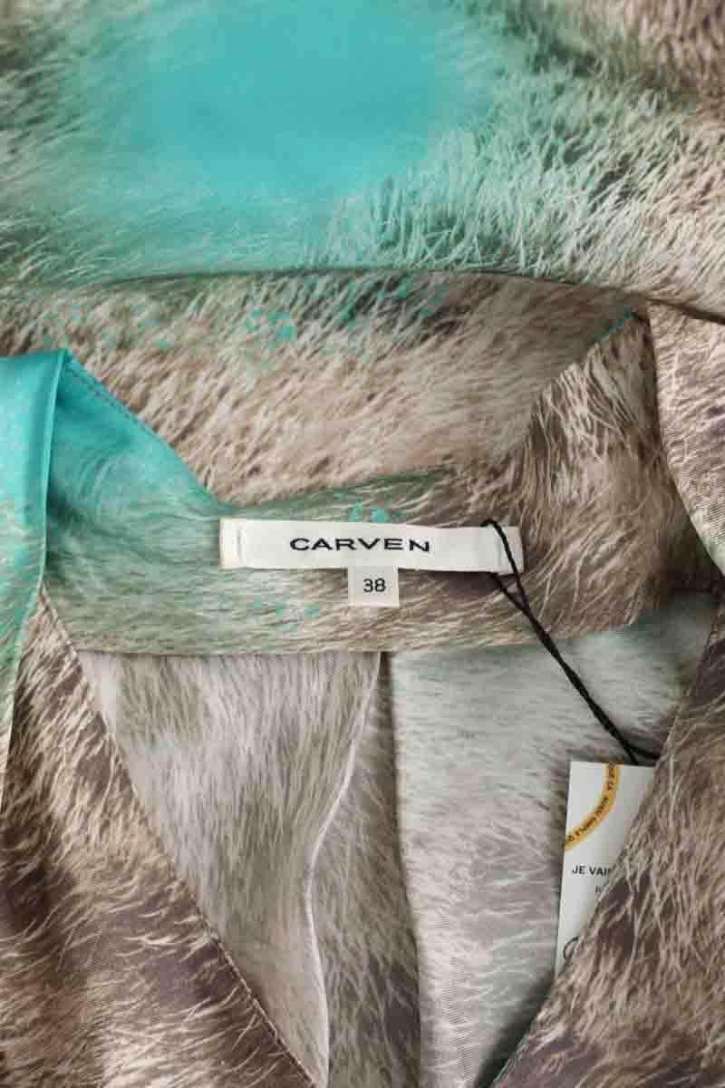 Top sans manche Carven Bleu en Soie