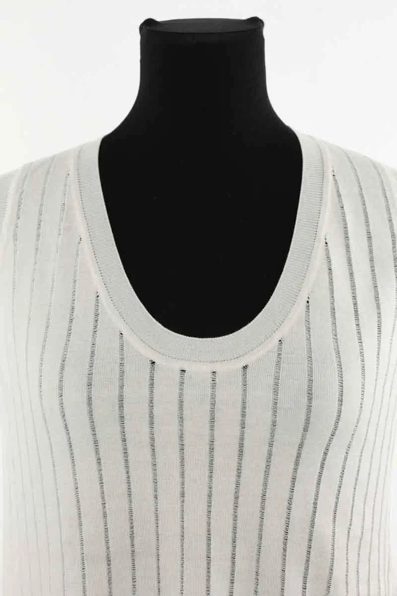 Top sans manche Casasola Knit tank top Blanc en Soie