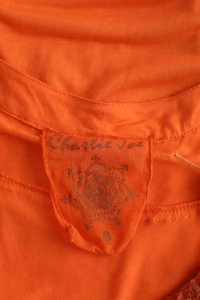 Top sans manche Charlie Joe Orange en Soie