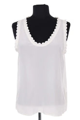 Top sans manche Claudie Pierlot Blanc en Soie, taille M - Seconde Main