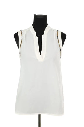 Top sans manche Claudie Pierlot Boreal Blanc en Polyester, taille S - Seconde Main