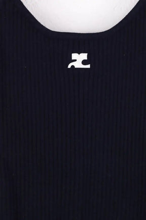 Top sans manche Courrèges Marine en Coton