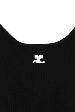 Top sans manche Courrèges Noir en Viscose
