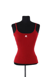 Top sans manche Courrèges Rouge en Laine, taille S - Seconde Main