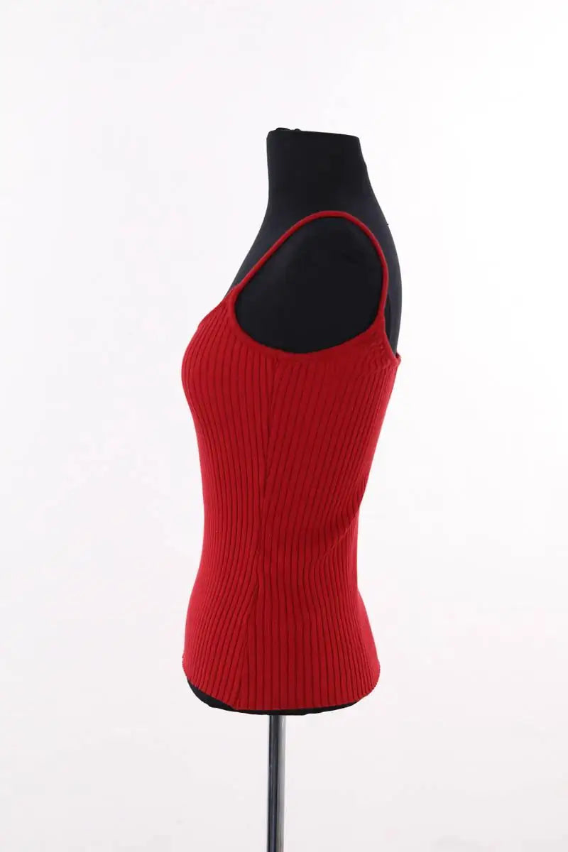 Top sans manche Courrèges Rouge en Laine