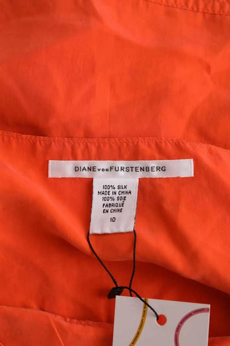 Top sans manche Diane Von Furstenberg Orange en Soie