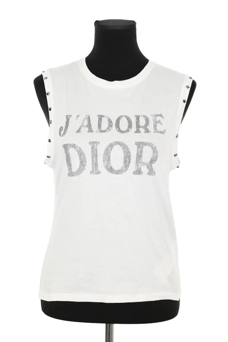 Top sans manche Dior Blanc en Coton, taille M - Seconde Main