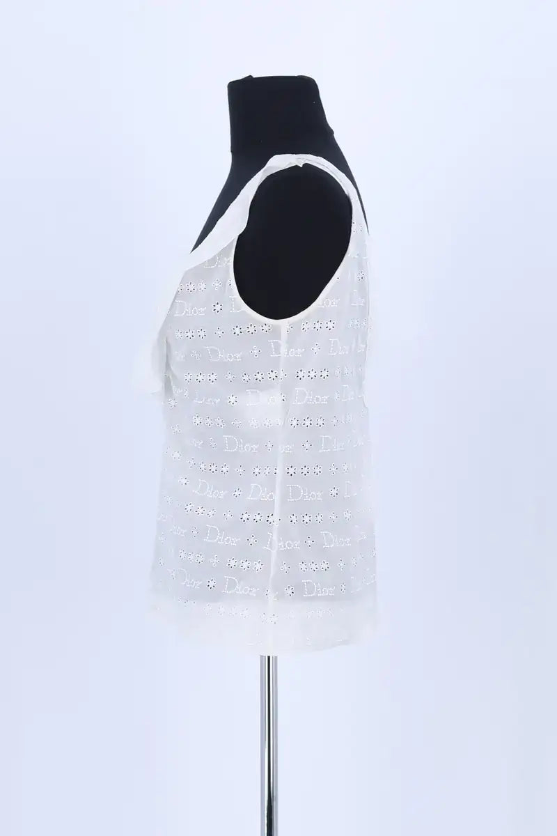 Top sans manche Dior Blanc en Soie
