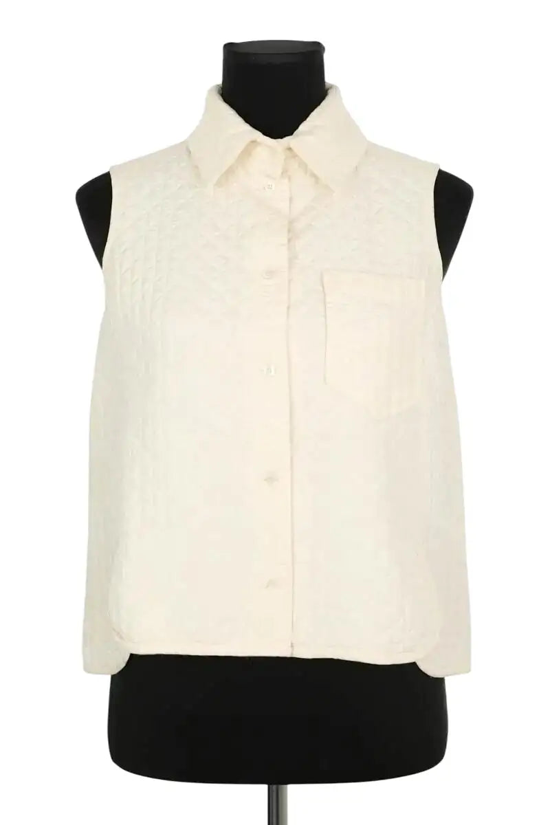 Top sans manche Dior Ecru en Synthétique, taille S - Seconde Main