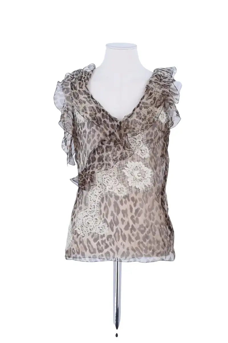 Top sans manche Dolce & Gabbana Marron en Soie, taille XS - Seconde Main
