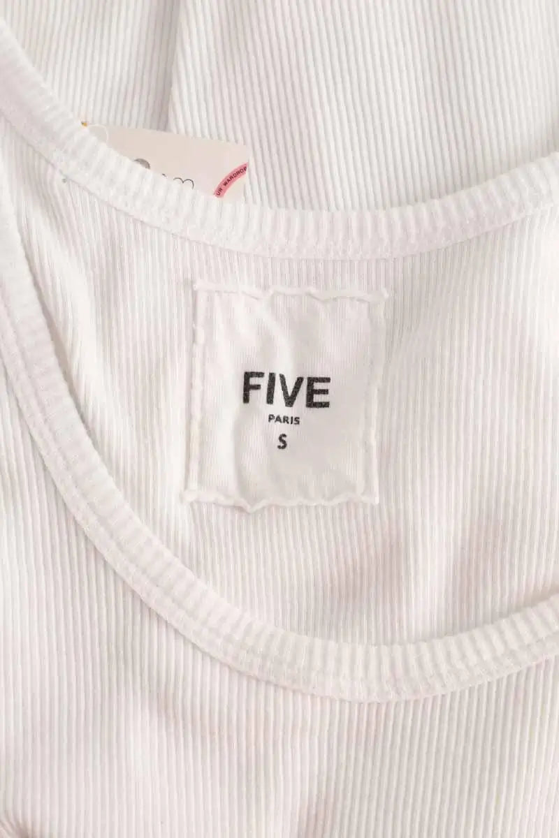 Top sans manche FIVE Blanc en Coton