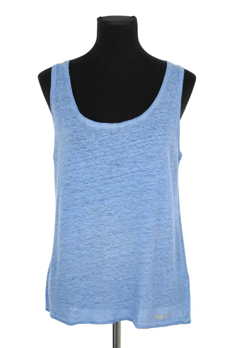Top sans manche Gerard Darel Bleu en Lin, taille M - Seconde Main