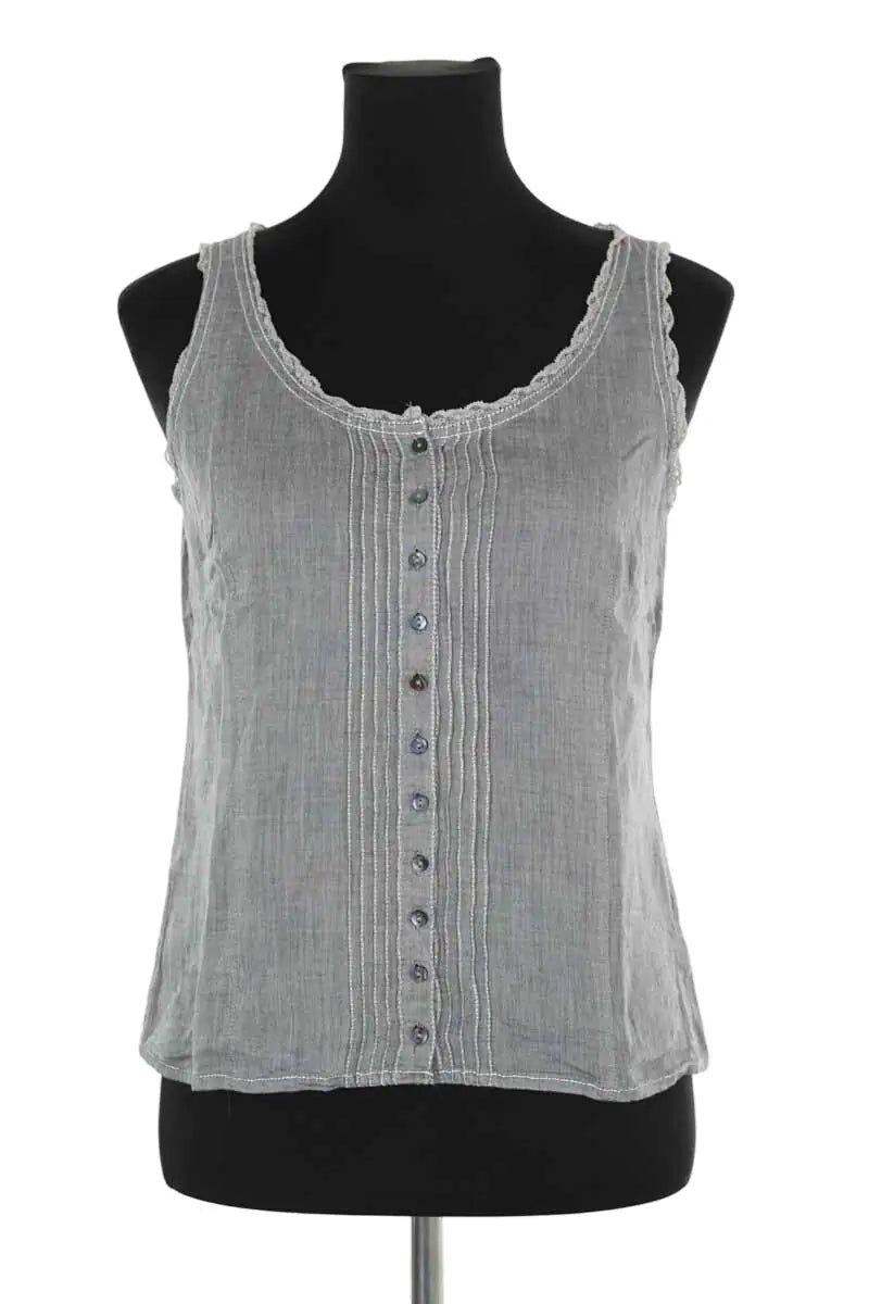 Top sans manche Gerard Darel Gris en Coton, taille L - Seconde Main