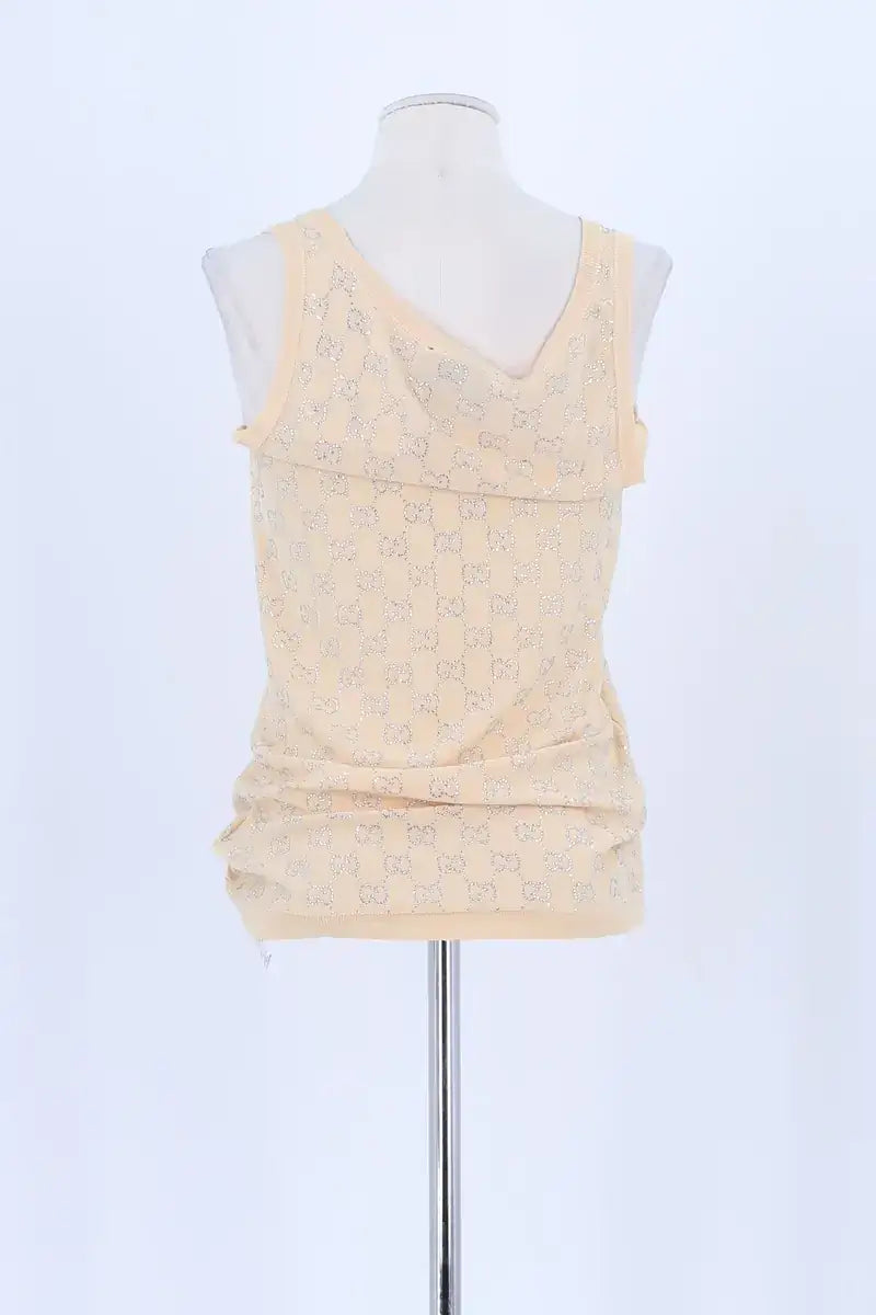 Top sans manche Gucci Jaune en Soie