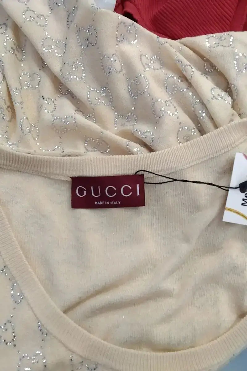 Top sans manche Gucci Jaune en Soie