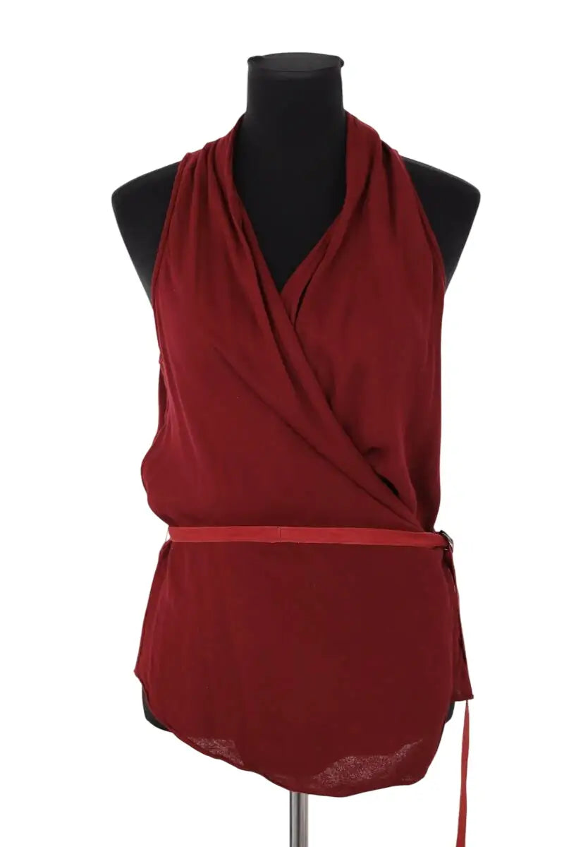 Top sans manche Helmut Lang Bordeaux en Viscose, taille M - Seconde Main