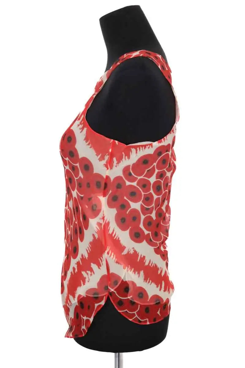 Top sans manche Hermès Rouge en Soie