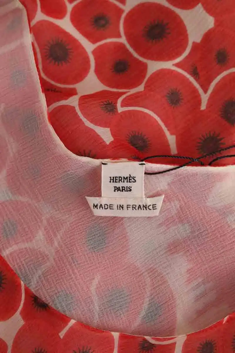 Top sans manche Hermès Rouge en Soie