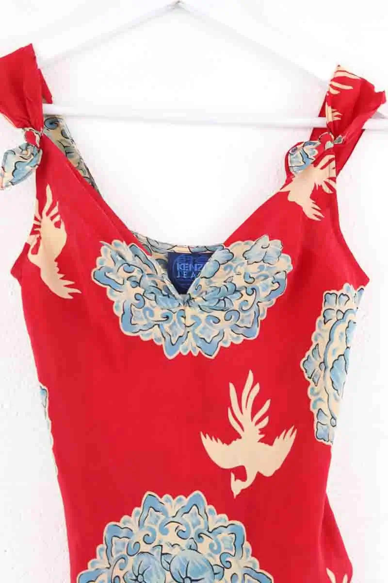 Top sans manche Kenzo Rouge en Soie