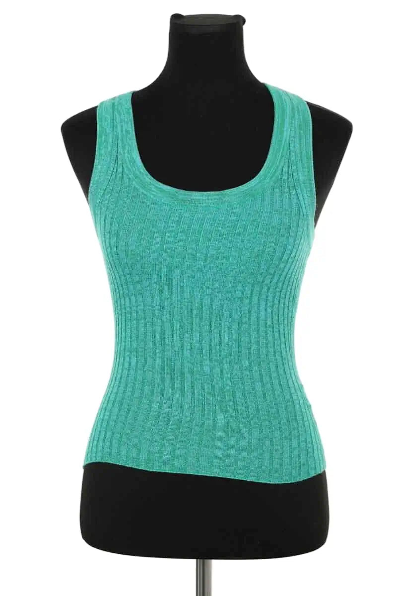 Top sans manche Kujten Vert en Soie, taille S - Seconde Main