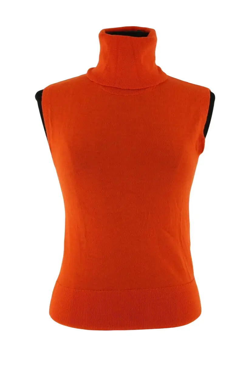Top sans manche Laurence Bras Orange en Laine, taille L - Seconde Main