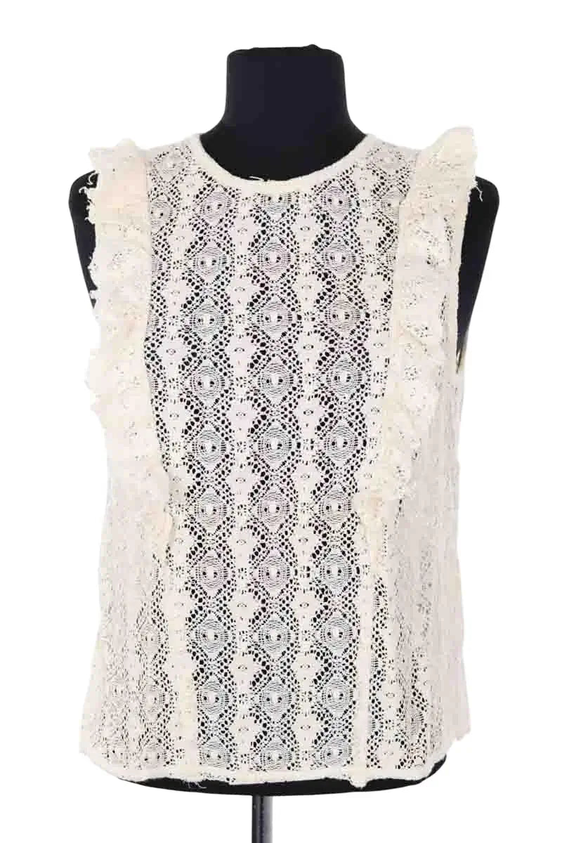 Top sans manche Leon & Harper Ecru en Coton, taille S - Seconde Main