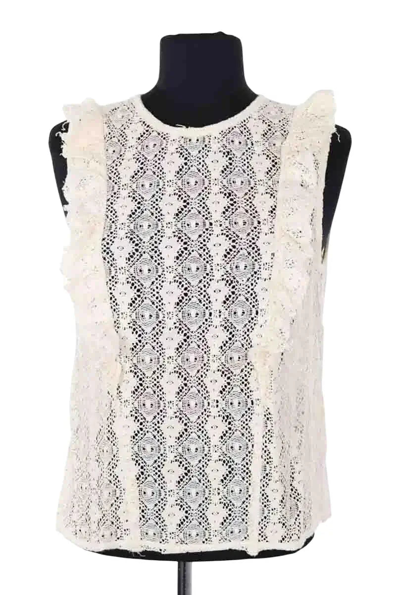 Top sans manche Leon & Harper Ecru en Coton, taille S - Seconde Main