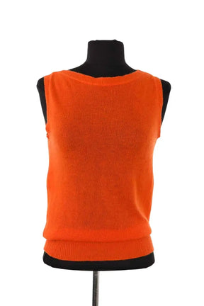 Top sans manche Louis Vuitton Orange en Cachemire, taille M - Seconde Main
