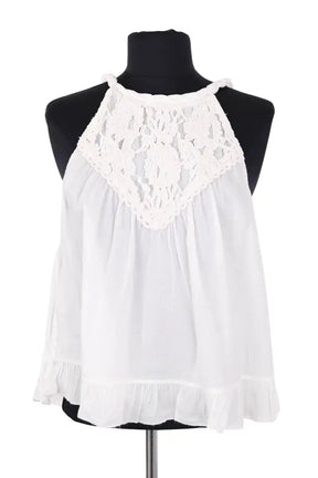 Top sans manche Louise Misha Blanc en Coton, taille L - Seconde Main