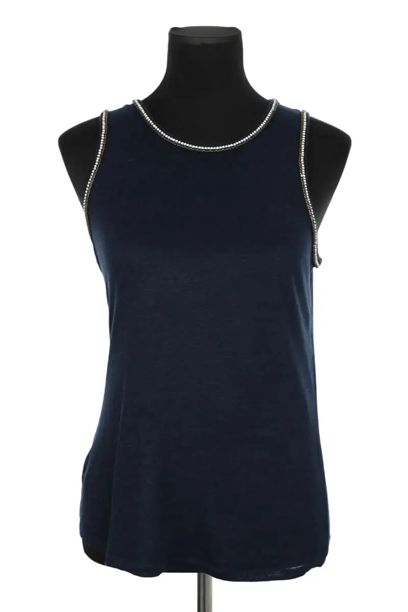Top sans manche Maje Bleu en Lin, taille M - Seconde Main