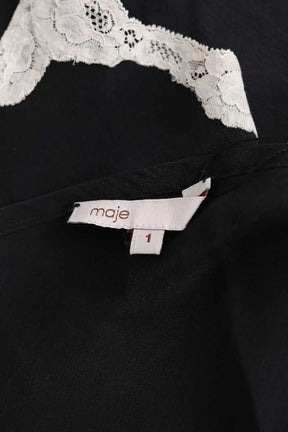 Top sans manche Maje Noir en Soie