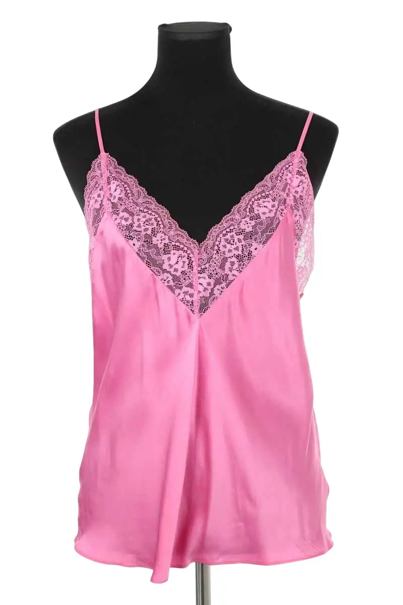 Top sans manche Maje Rose en Soie, taille L - Seconde Main