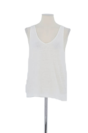 Top sans manche Majestic Filatures Blanc en Lin, taille L - Seconde Main