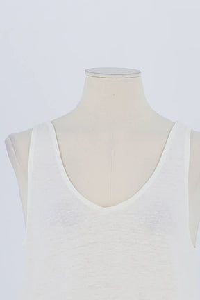 Top sans manche Majestic Filatures Blanc en Lin