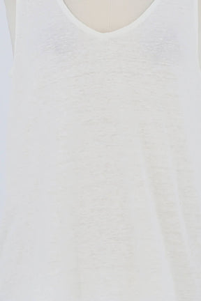 Top sans manche Majestic Filatures Blanc en Lin
