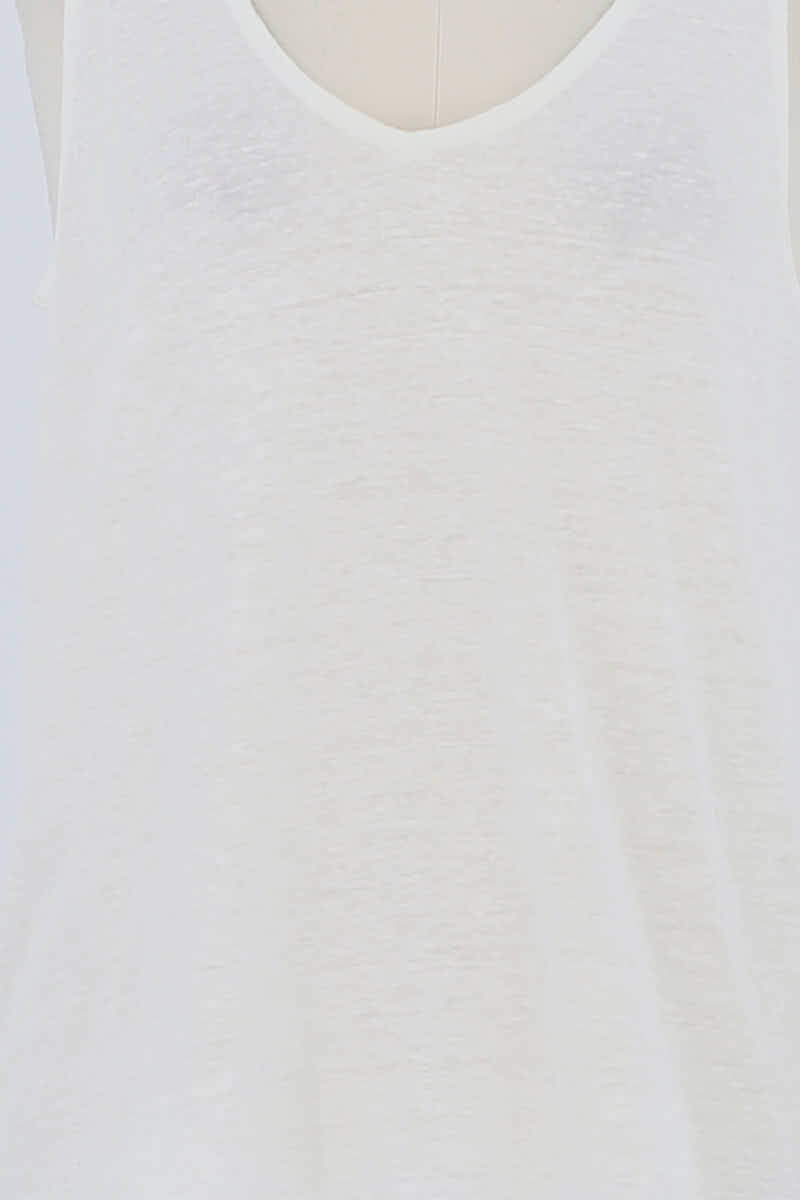 Top sans manche Majestic Filatures Blanc en Lin