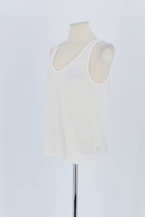 Top sans manche Majestic Filatures Blanc en Lin