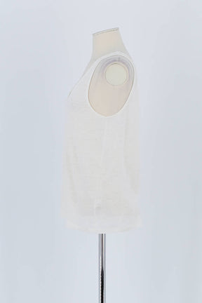 Top sans manche Majestic Filatures Blanc en Lin