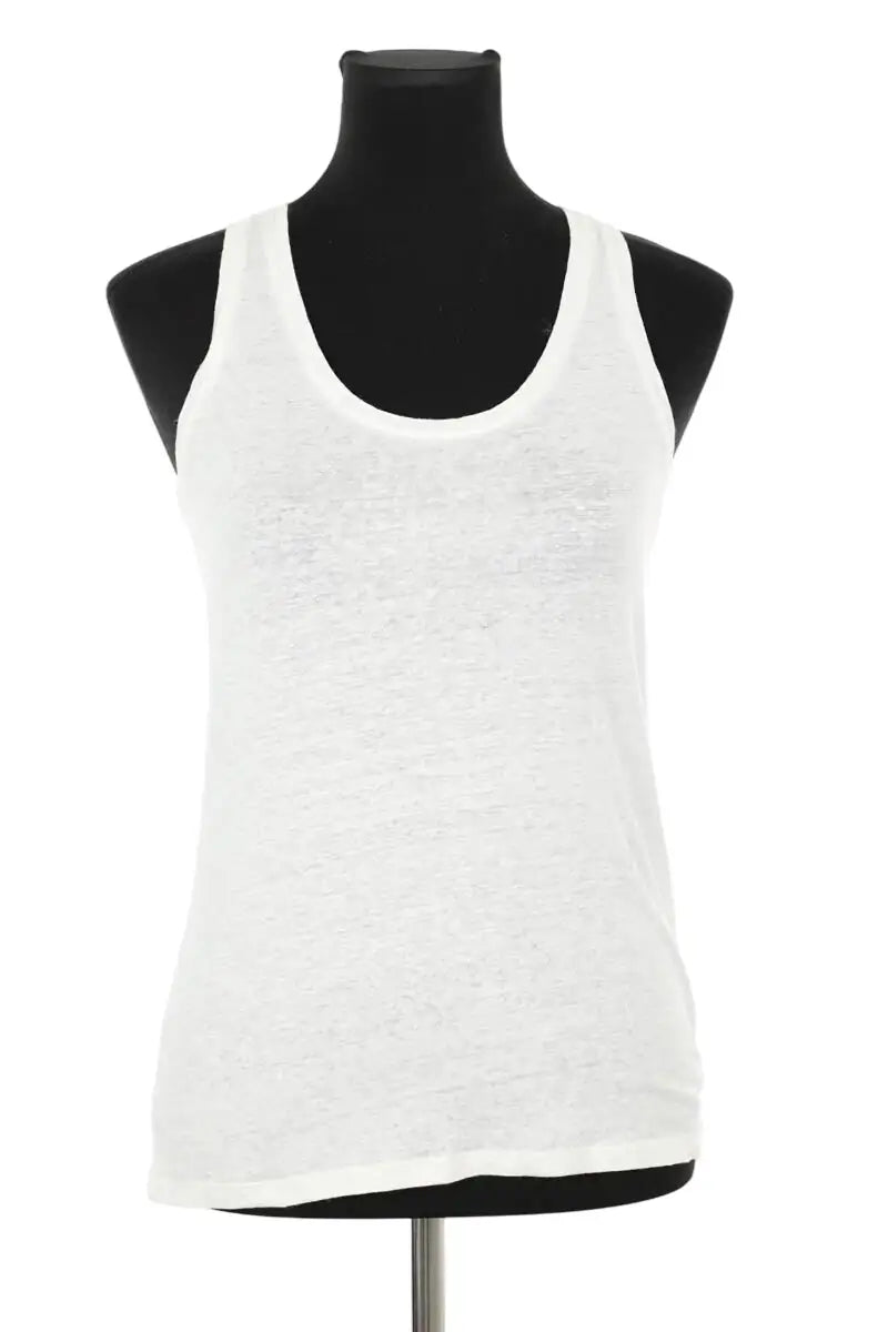 Top sans manche Majestic Filatures Blanc en Lin, taille M - Seconde Main