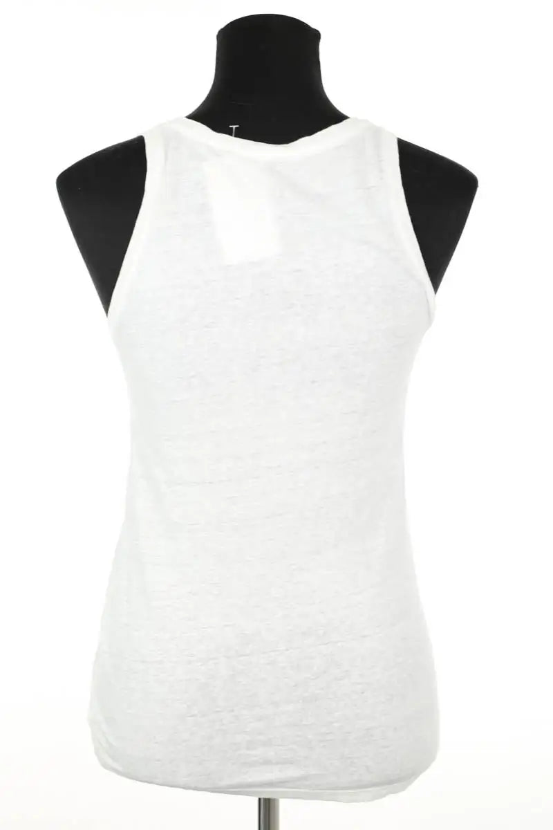 Top sans manche Majestic Filatures Blanc en Lin