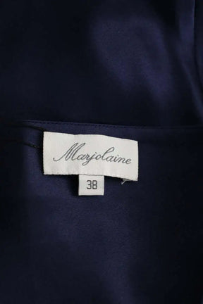 Top sans manche Marjolaine Marine en Soie