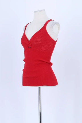 Top sans manche Miu Miu Rouge en Coton