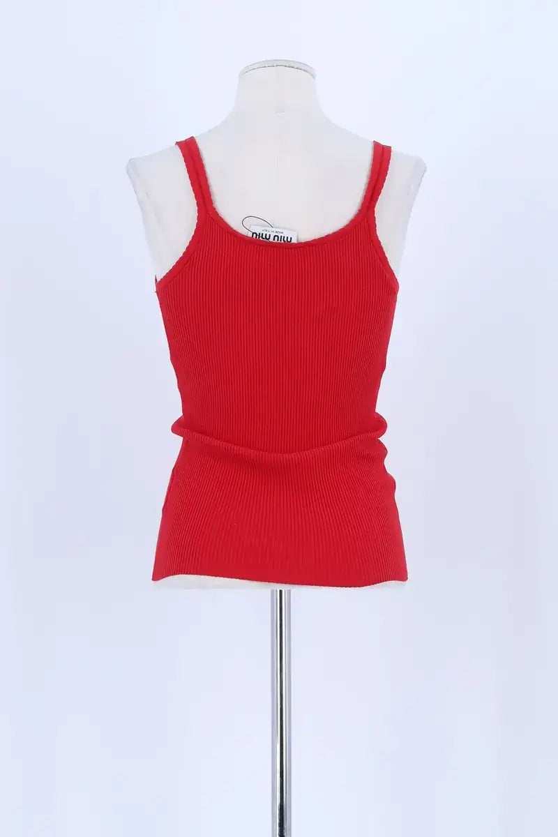 Top sans manche Miu Miu Rouge en Coton
