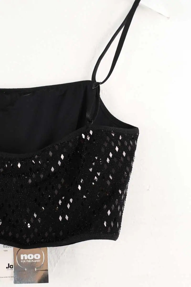 Top sans manche Noo Diamond gleam Noir en Paillettes