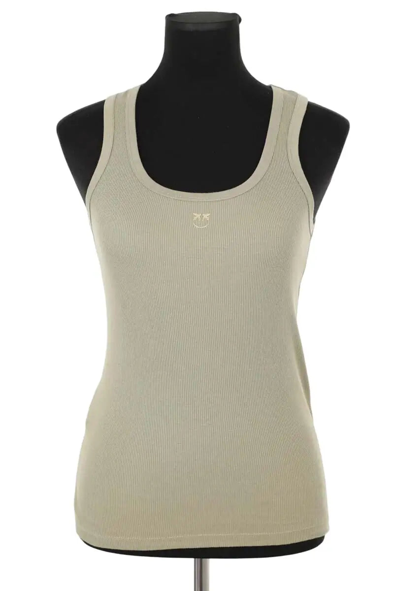 Top sans manche Pinko Kaki en Coton, taille S - Seconde Main