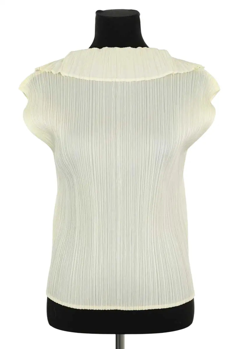 Top sans manche Pleats Please Jaune en Synthétique, taille XXL - Seconde Main
