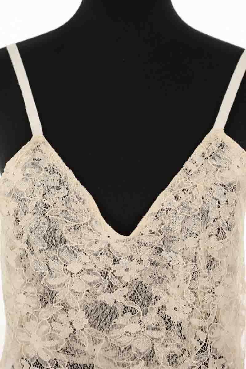 Top sans manche Roseanna Ecru en Dentelle