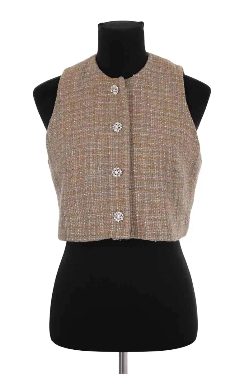 Top sans manche Sandro Beige en Coton, taille M - Seconde Main