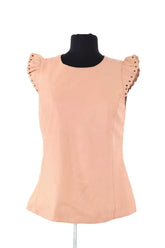 Top sans manche Sandro Beige en Cuir, taille L - Seconde Main