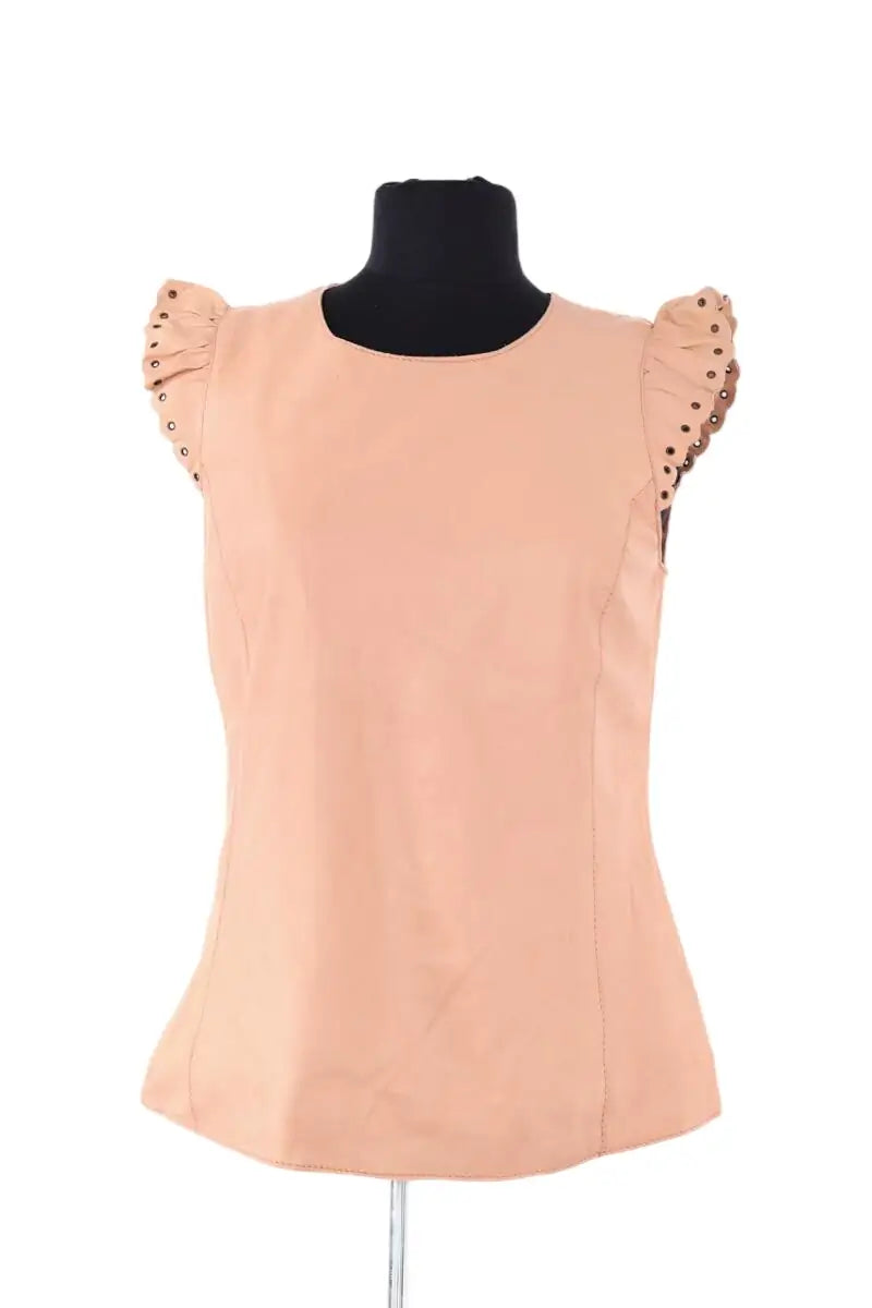 Top sans manche Sandro Beige en Cuir, taille L - Seconde Main